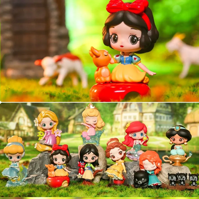 Disney Princess Fairy Town Series Blind Box Cute Snow White Petunia Ariel Mystery Box Tabletop Decor Mini Princess Doll Kid Gift