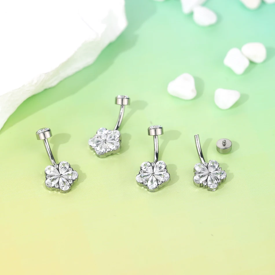 1Pc Titanium Internal Thread Zircon Belly Button Piercing Sexy Belly Dance Piercing Belly Button Ring Body Jewelry Navel Ring image 5