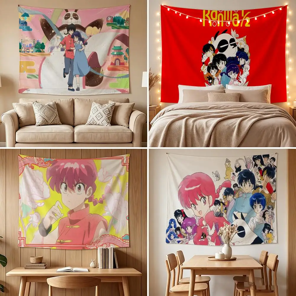 R-Ranma Tapestry Custom Living Bedroom Party Dormitory Interior Wall Bohemian Decoration Attached Clip