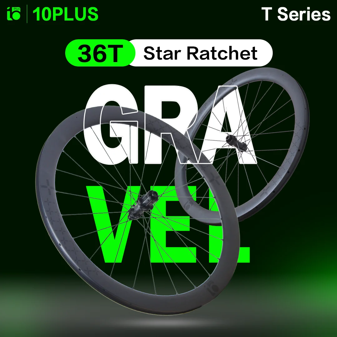 10PLUS T Series Gravel Carbon Wheels 700C Tubeless Ready Disc Brake Wheelset 36T Ratchet System Center Lock Hub 24H Pillar 1423