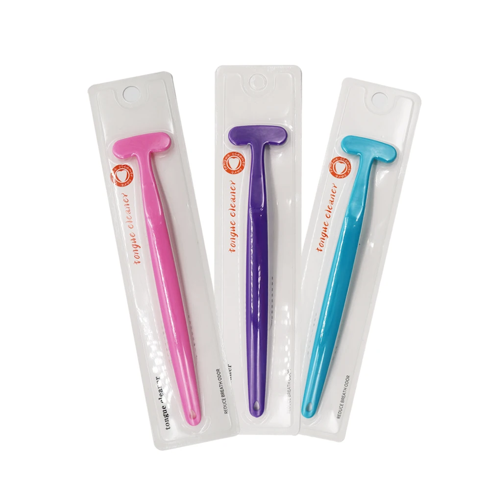 Tongue Scraper Toothbrush, Limpando a Superfície de Tongue Cleaner, 160 ° PP, 3Pcs