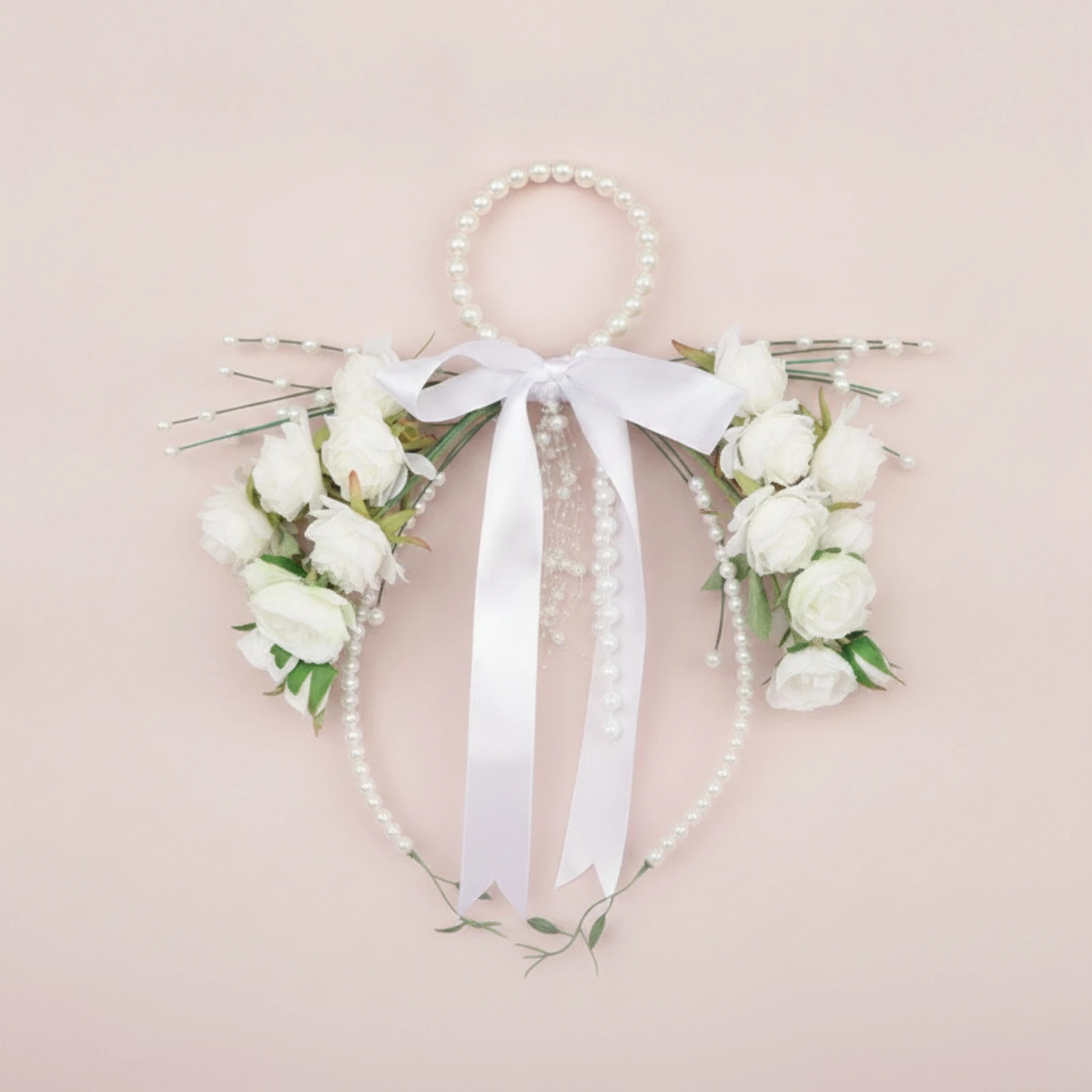 Wedding Bouquet with Pearl Handle Faux Bouquet with Pearl Handle Flowers Cascading Satin for Brides