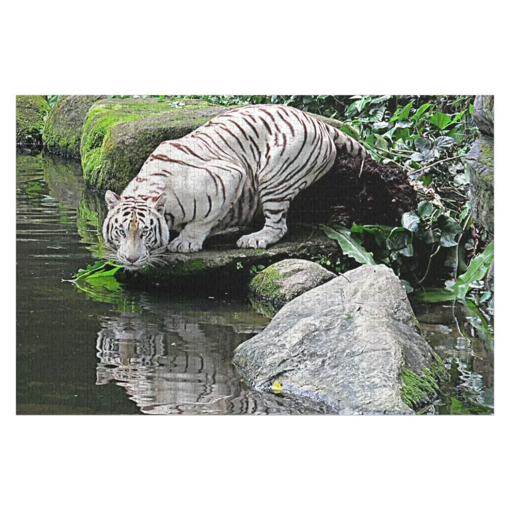 

White Tiger and Reflection Jigsaw Puzzle Animal Personalize Personalized Name Puzzle