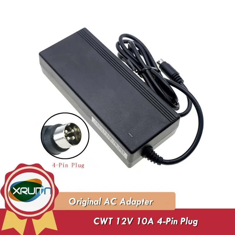 Genuine 2ABU120F CWT 12V 10A (120W) 4-Pin Plug AC Adapter Power Supply for QNAP Synology Disk Turbo NAS Charger KPS120012-VI