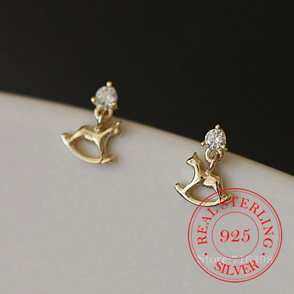 

Ювелирные изделия из стерлингового серебра 925 пробы, деревянные серьги-гвоздики с цирконием и лошадью для женщин, ювелирные изделия для свадебной вечеринки для девочек, подарок другу