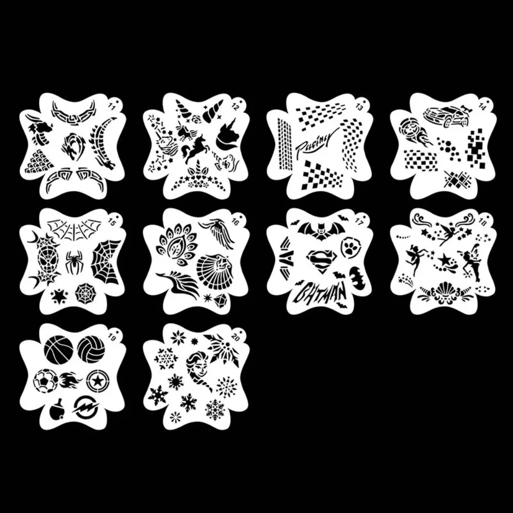 

10PCS NEW Plastics Body Painting Reusable Template DIY Stencils Tattoos Temporary Face Art Birthday Party
