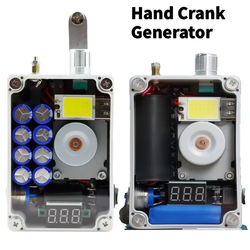 6V 8.4V Hand Crank Generator Portable Emergency USB Charger with COB Light and Lighter Compact Survival Light Gear