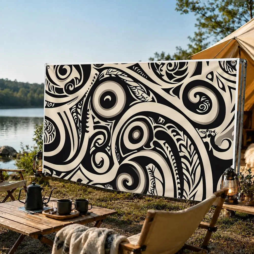 Hawaiian Tribal Tattoo Flags Banner For Camping Decoration Outdoor & Garage Wall Hanging Decorations