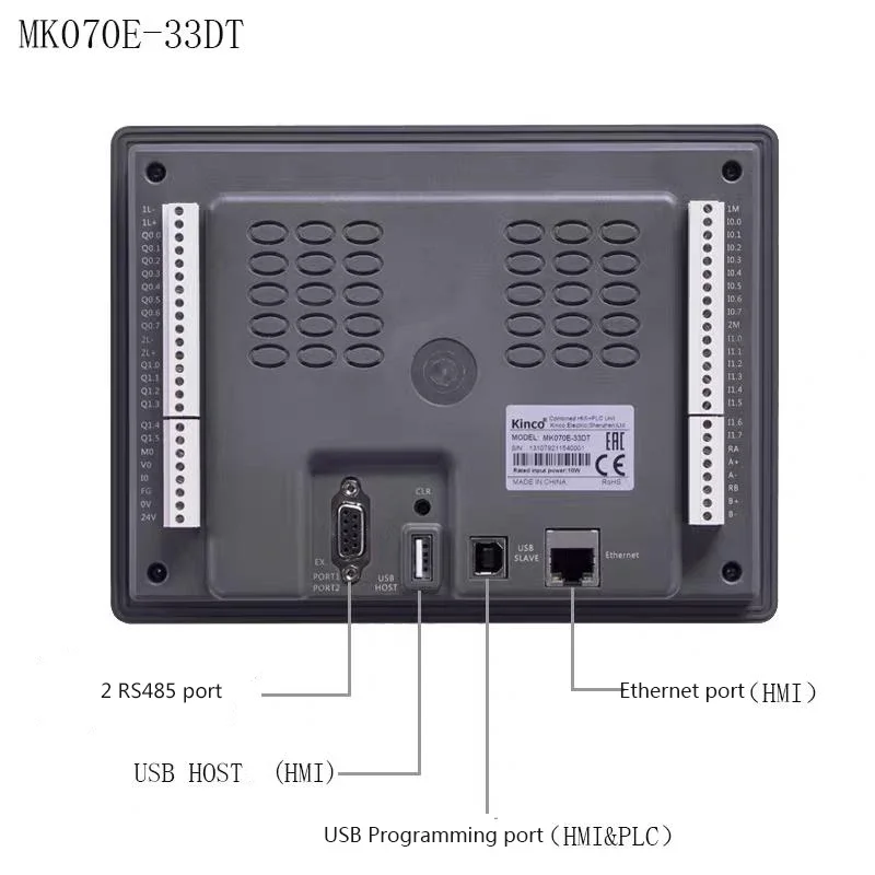 MK070E-33DT 7' Kinco HMI MK043E-20DT 4.3' PLC+HMI Multifunction PLC All in One Machine with Net Interface RS485 USB Port