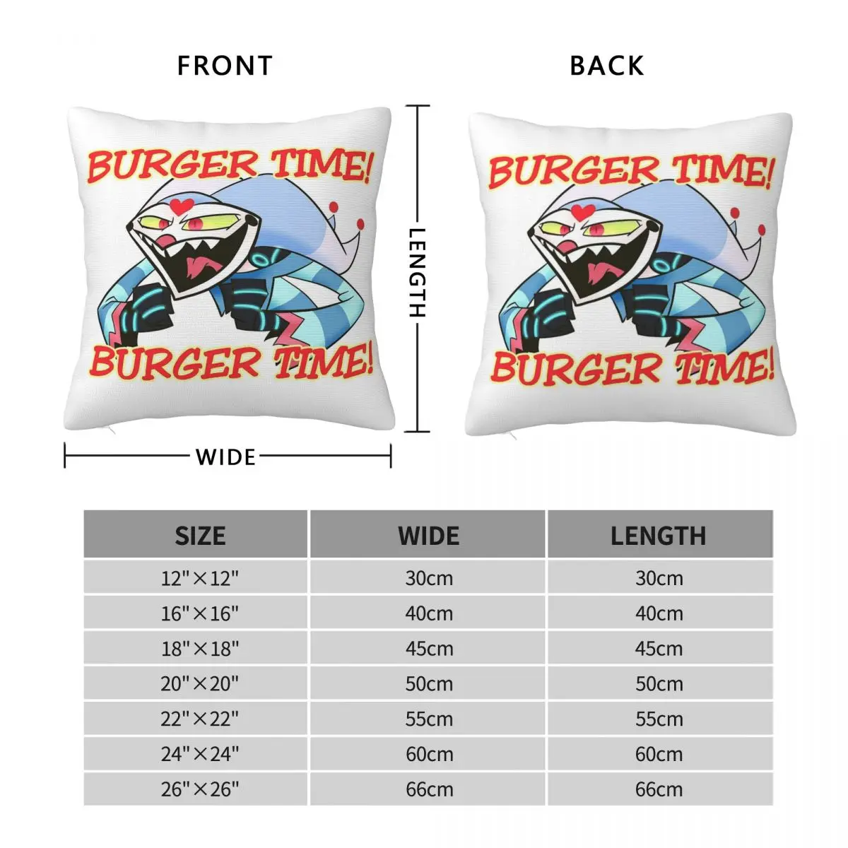 Helluva Boss Burger Time With Fizzaroll Square Pillowcase Pillow Cover Cushion Zip Decorative Comfort Throw Pillow for Home Car