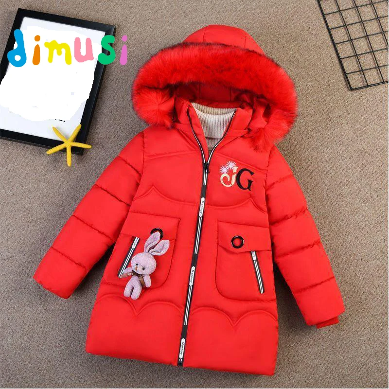 Winter Kids Coat Outdoor Casual Thickened Girls Medium Long Cotton Padded Coat Fashion Windproof Warm Jacket Children's Clothing