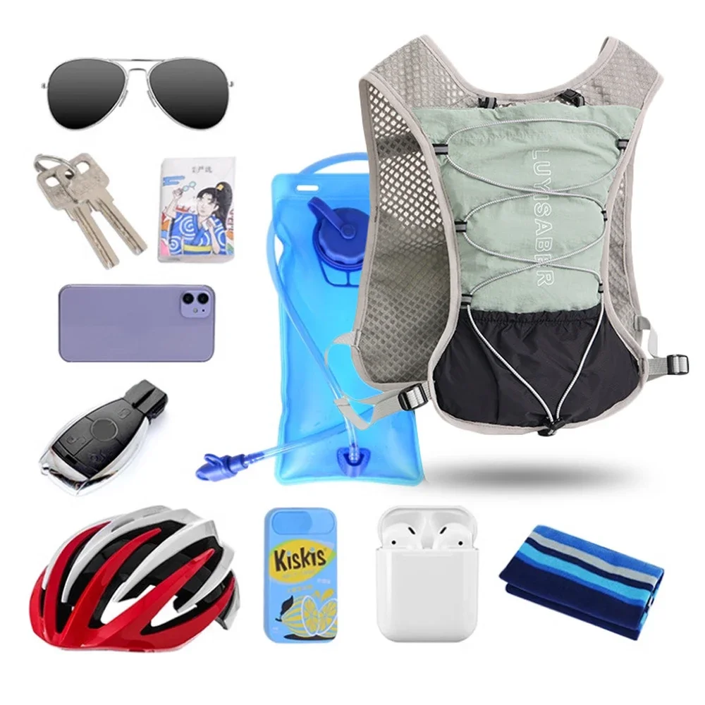 سترة جري مرطبة خفيفة الوزن، قابلة للتنفس وقابلة للتعديل لركوب الدراجات في الماراثون للأشخاص، مثانة مياه متعددة الجيوب