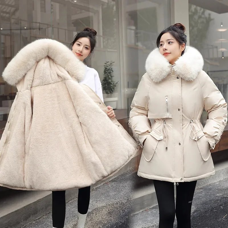 Cotton Jacket Women's Mid Length 2023 Winter New Thickened Cotton Clip To Overcome Coat Korean Version Lose Down Cotton Jacket