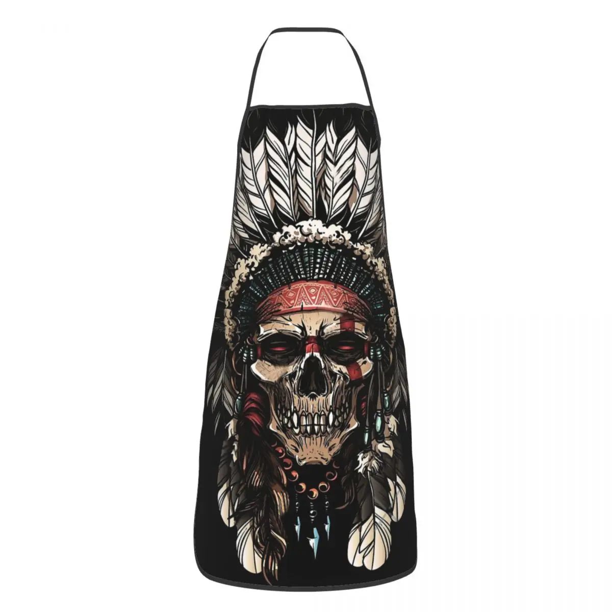 Custom Bib Indian Skull Apache Feathers1 Aprons for Men Women Unisex Adult Chef Kitchen Cooking Skull Tablier Cuisine Baking