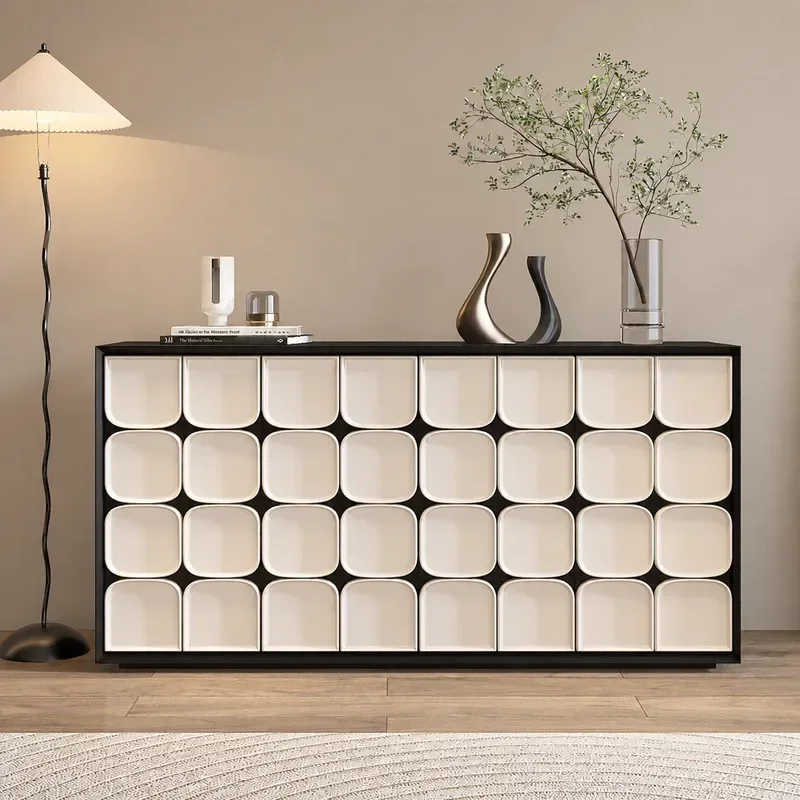 Italian Minimalist 8 Bucket Cabinet Large Capacity Nordic Modern Solid Wood Sideboard for Living Room Dining Bedroom Bedside