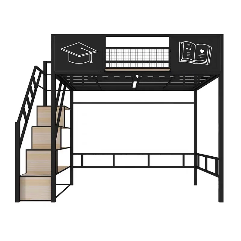 Wrought iron elevated bed Multifunctional loft bed Simple small apartment Go to bed Under table Dormitory children's iron frame