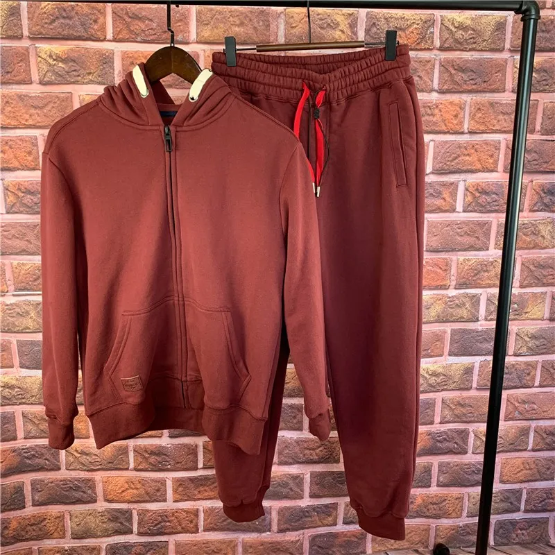 

Men's Autumn Winter Thickened Fleece Lined Hoodie Sweatshirt Open Cardigan Casual Jacket Loose Fit Long Sleeve Long Pants