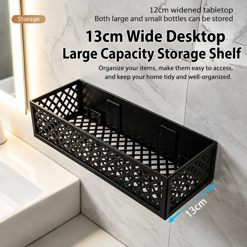 Hollow Mesh Over Toilet Storage Rack Raised Bracket Black White Color Bathroom Organizer Multi Compartment Stable Support