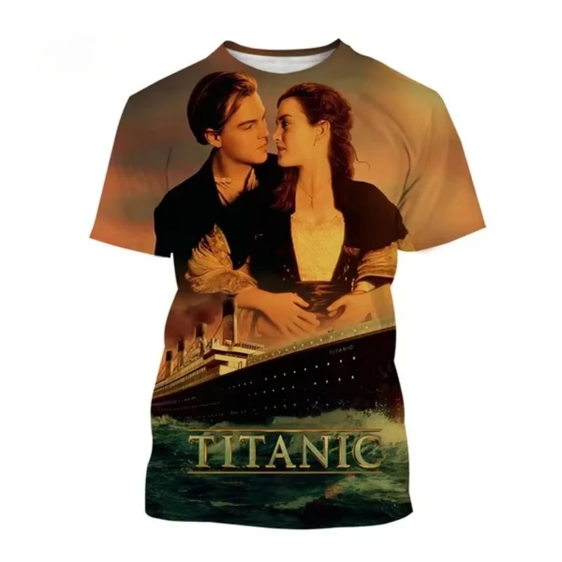 

Titanic Movie Poster 3D Printed T-shirt Summer Personality Round Neck Short Sleeve Hip-hop Harajuku Street Oversized T Shirt Top