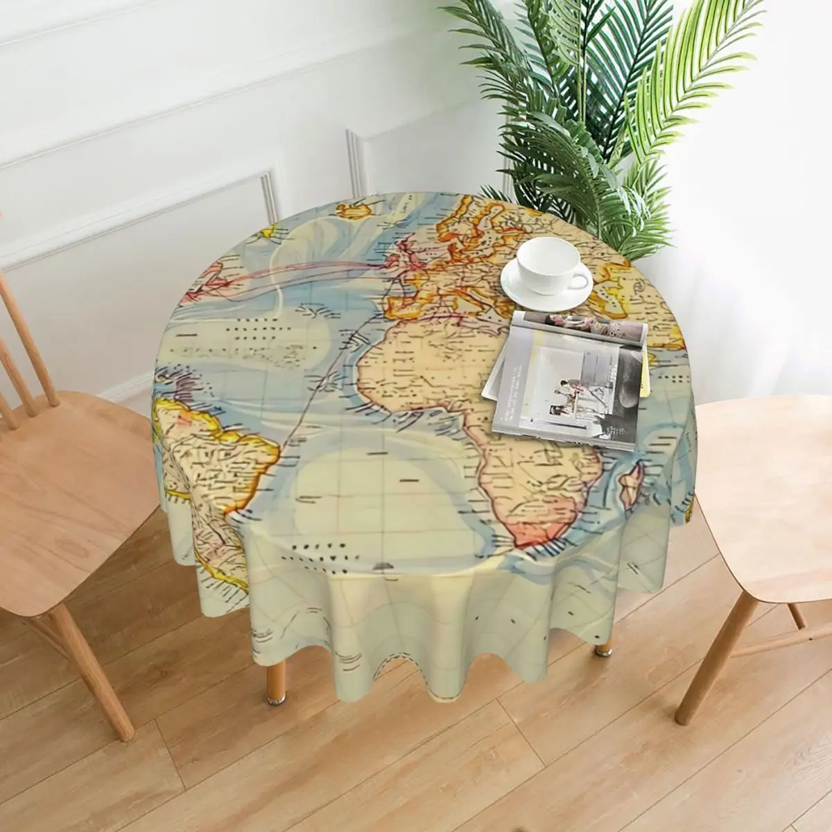 World Map Tablecloth Vintage Map Of The World 1883 Outdoor Round Table Cover Kawaii Graphic Table Cloth For Events Dining Tables