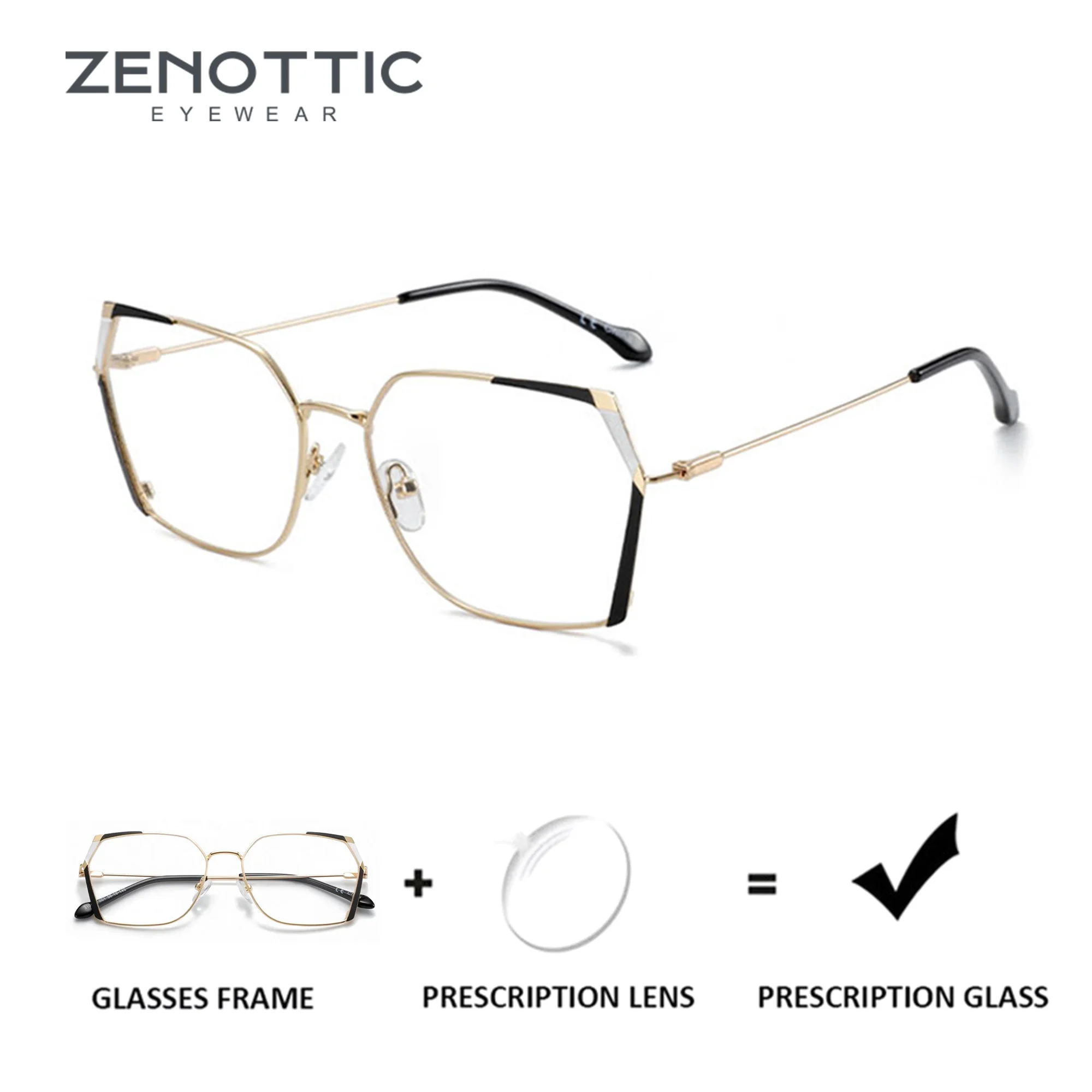 

ZENOTTIC Trendy Polygon Prescription Glasses Women Square Progressive Optical Eyeglasses for Anti Blue Light/Photochromic