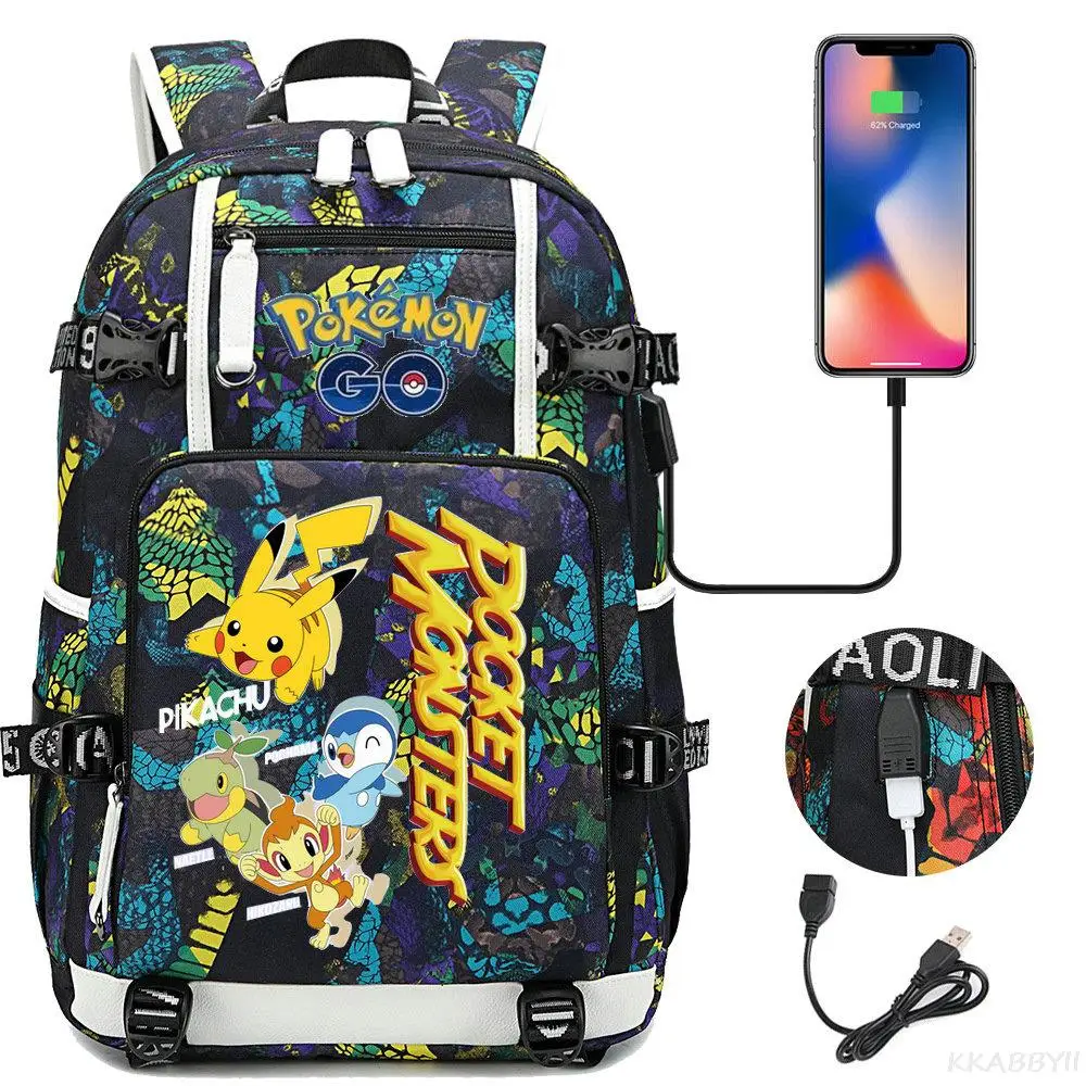 POKEMON Pikachu Backpack Women Men Large Waterproof School Bags Travel Bussiness Laptop Mochila Infantil