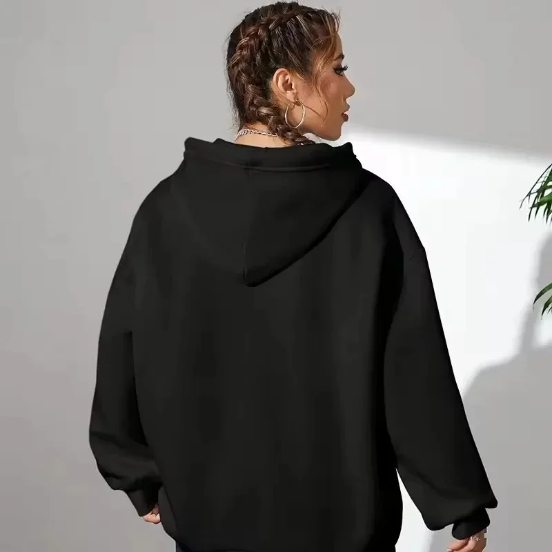 Ladies Street Style Hoodie Butterfly Musical Note Graphic Print Drawstring Hooded Pullover Sweatshirt with Front Pocket