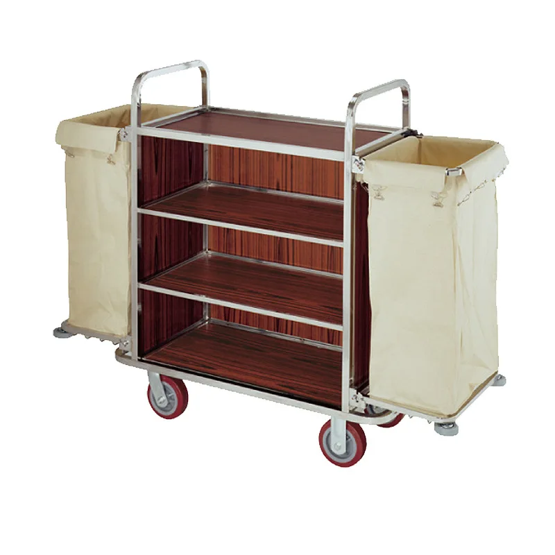 

Hotel cleaning linen cart, house car, reinforced and thickened, stainless steel, paint, bilateral