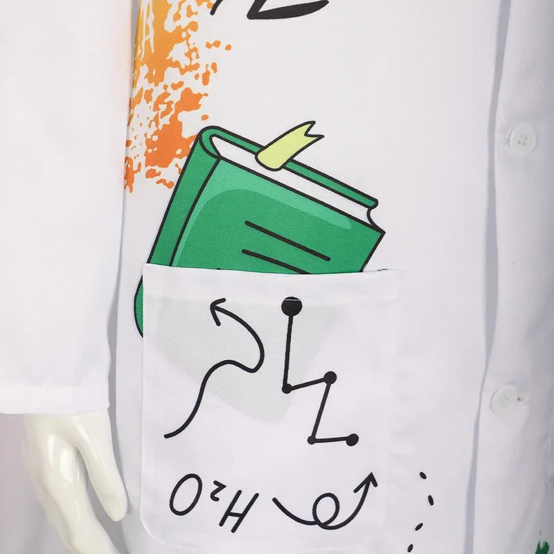 

ff34Хэллоуин Косплей Безумный Ученый Забавный Костюм Парик Белый Унисекс Лабораторная Униформа Карнавальная Вечеринка Пурим Сценическое Представление Pr