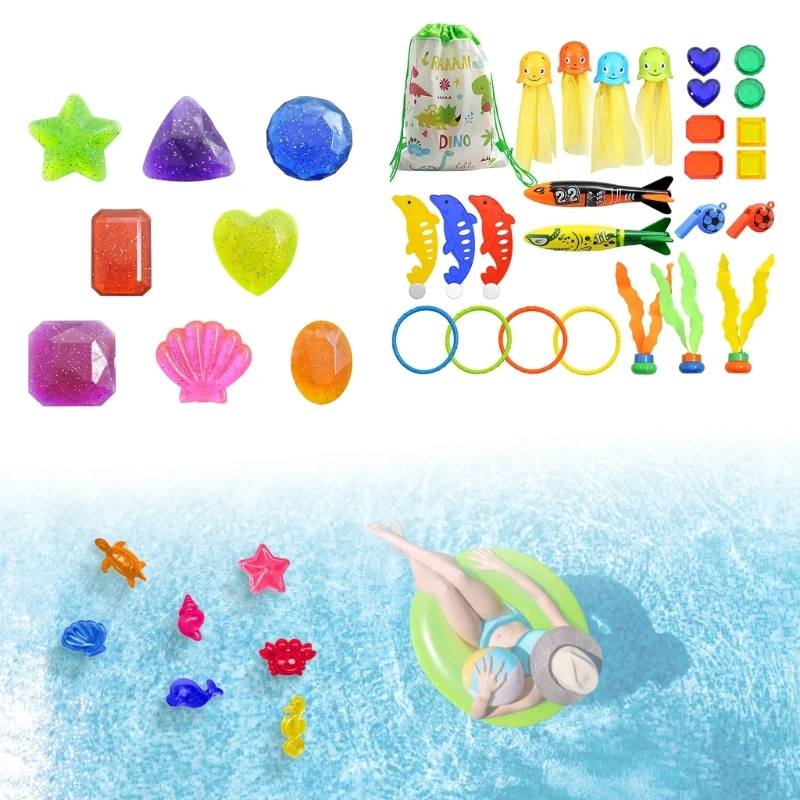 

B2EB Underwater Swimming Diving Pool Toy Diving Sticks Sinking Torpedoes Squids Ballons Parent-Child Interaction