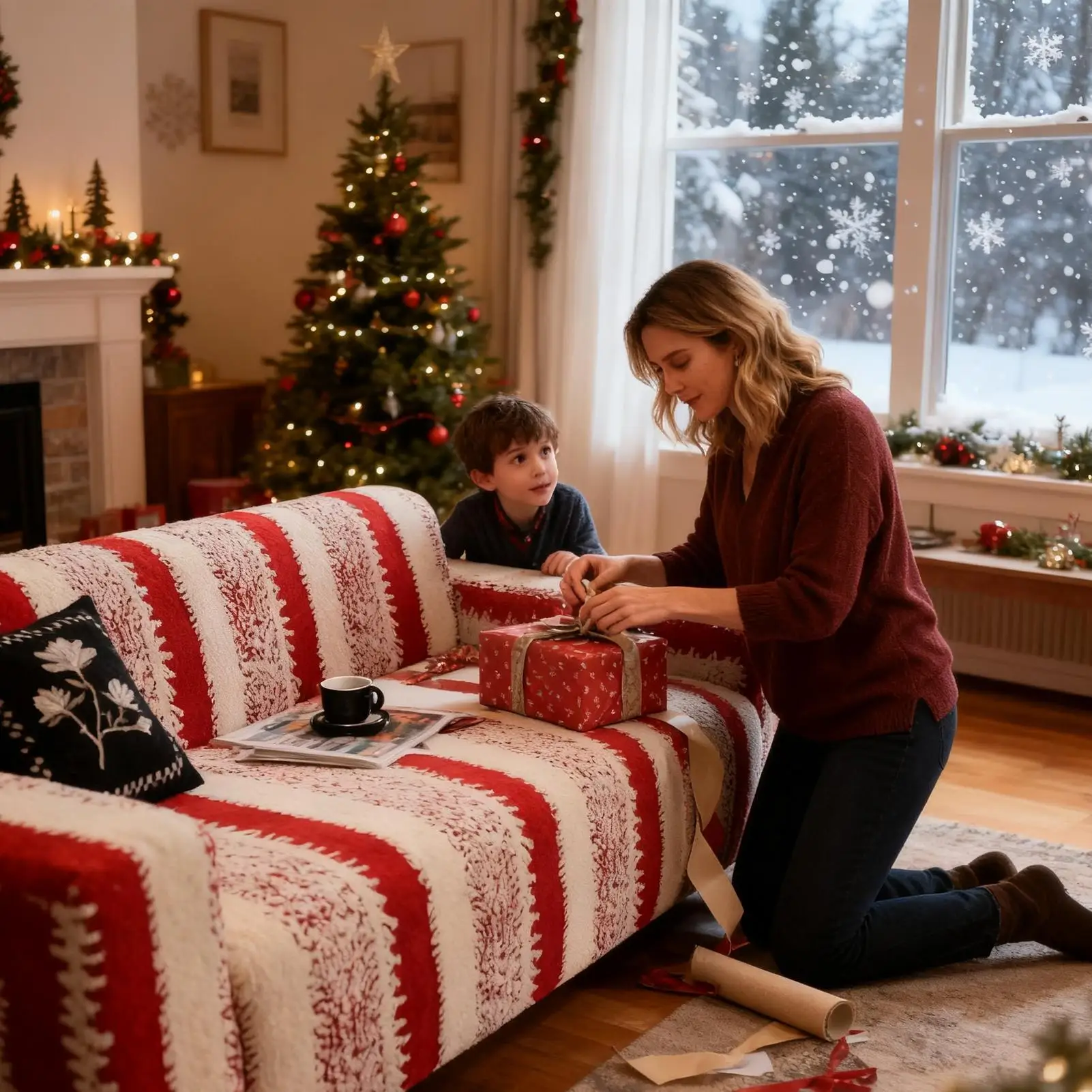 

Рождественские чехлы на диваны, красное эластичное мягкое одеяло, украшения для подушек, рождественские чехлы для мебели, комнаты, дома, в помещении