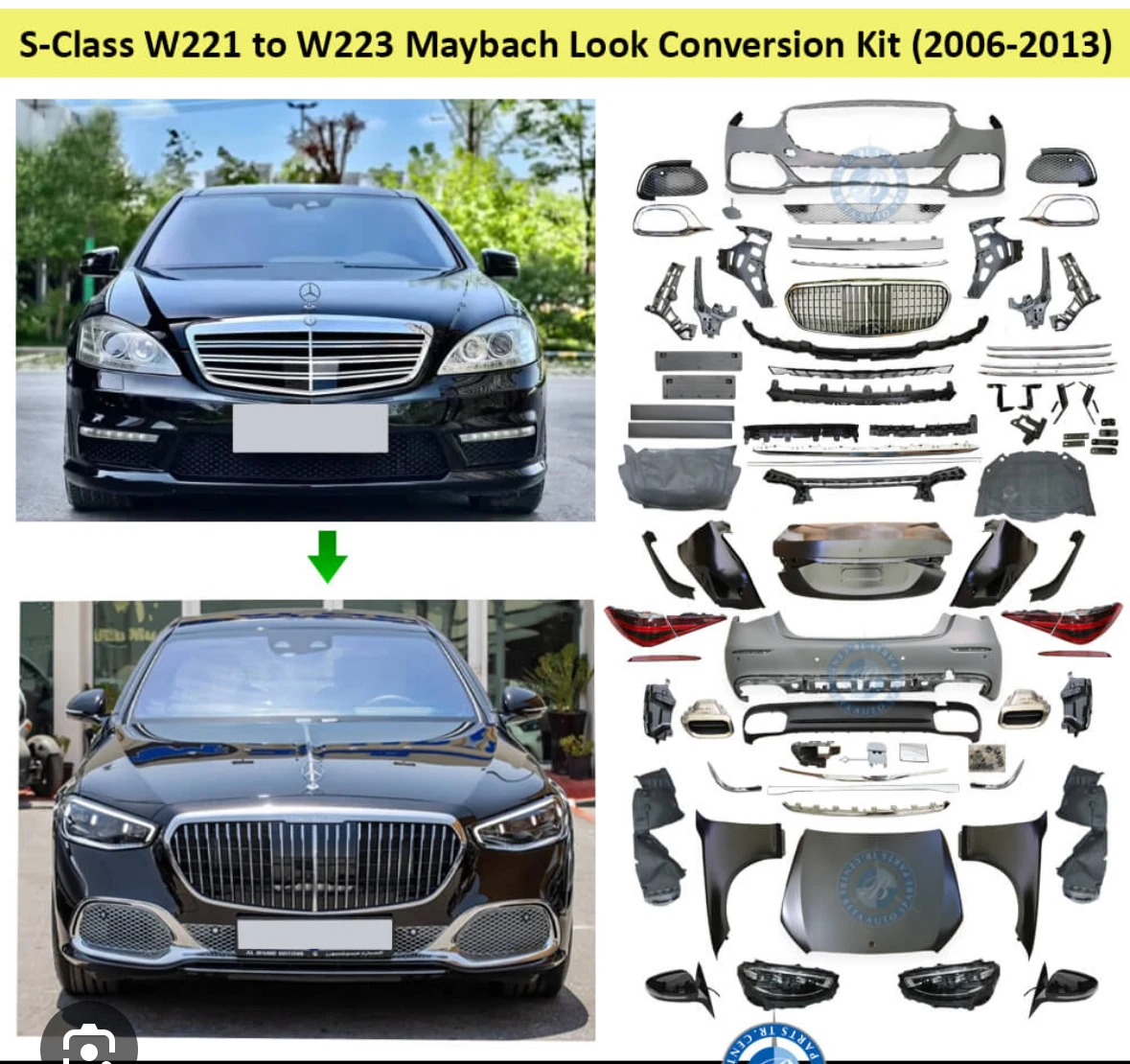 w221 to w223 Maybachs conversion  kit for a 2007-2013 Mercedes S550 bodykit