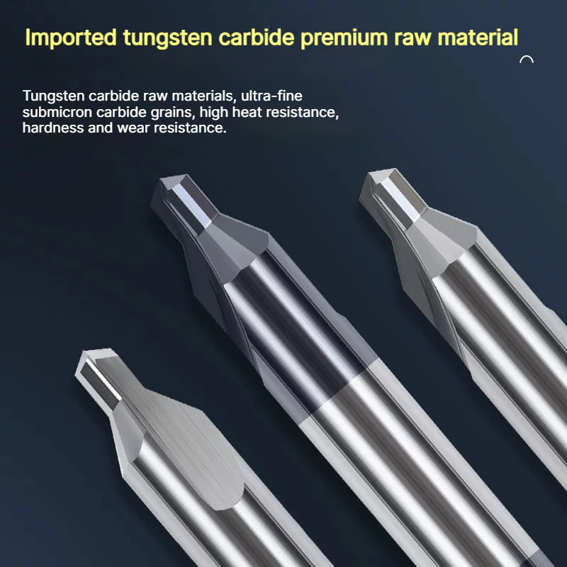 HRC58 Solid Carbide Center Drill, Double-Ended 60° Point, Extended Reach for Stainless Steel & Hardened Metals