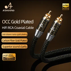 ATAUDIO RCA Digital Audio Coaxial Cable Hi-end OCC Gold-plated Core RCA to RCA Male Stereo Cord HiFi Subwoofer Cable for Speaker