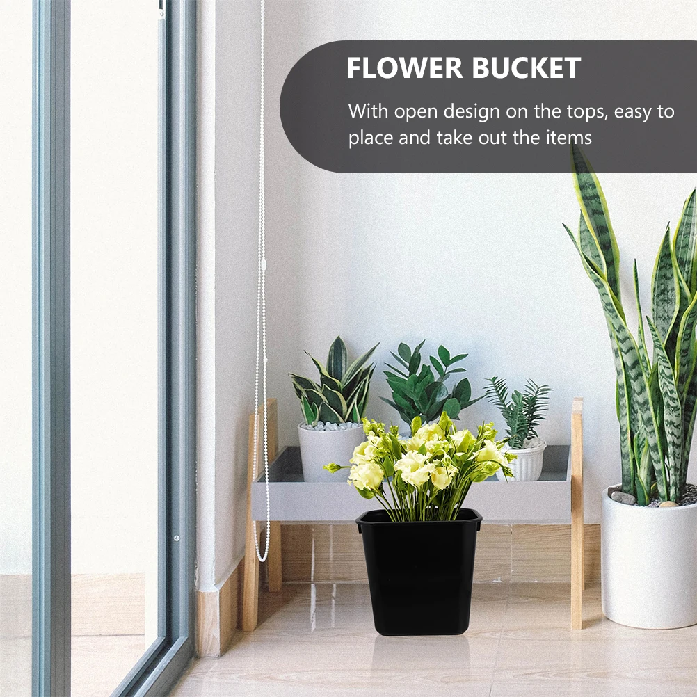 

2pcs Plastic Bucket For Home Storage Herb Planting Container Black Waste Bin Shop Plastic Storage Bucket Trash Can