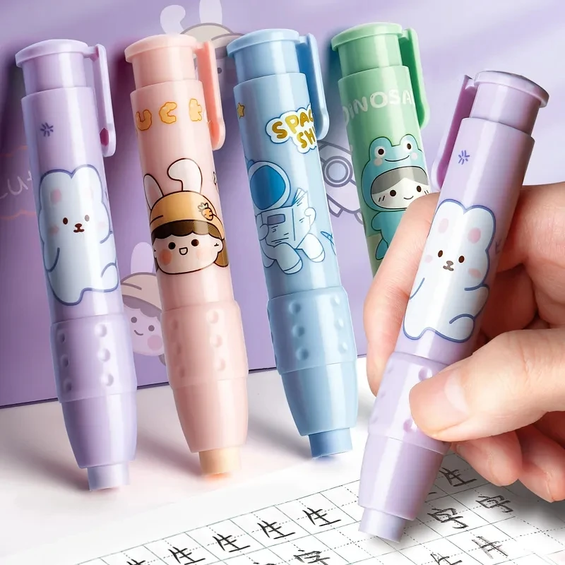 Cute Pressing Cartoon Pencil Eraser Pen Eraser Replaceable Rubber Core School Student Rubber Eraser Kid Office Eraser Stationery