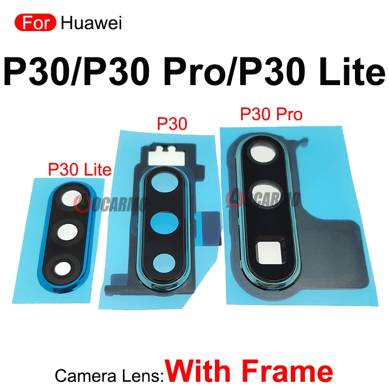 1Pcs White Blue Black Back Camera Lens With Frame With Adhesive Repair For Huawei P30 Lite Pro P30Lite P30Pro Replacement Parts