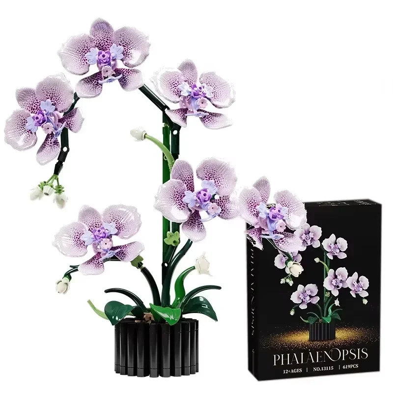 

Orchid Potted Plants Simulation Model Building Blocks for Kids, Puzzle Toy, Educational Birthday Gift, Home Decor, 619PCs