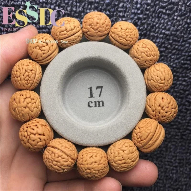 Wholesale 2 Pcs Natural Brain Walnut Beaded  Single Circle Strand Bracelets Men and Women Buddhist Prayer Jewelry 16mm