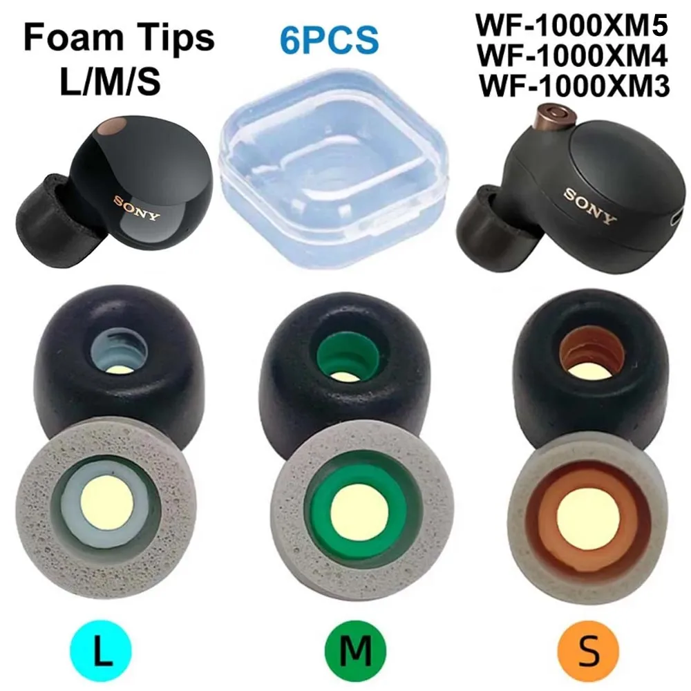 Memory Foam Ear Tips For Sony WF-1000XM5 WF-1000XM4 WF-1000XM3 Eartips Cushion Earbuds Earplugs Earphone Accessories