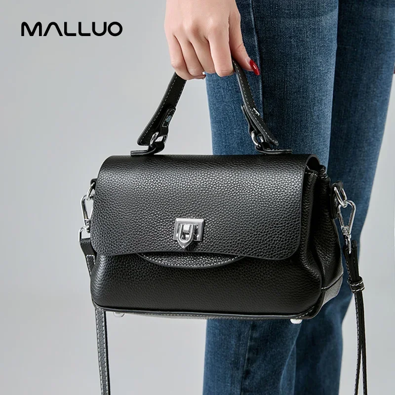 Women's Cow Genuine Leather Handbag Head Layer Cowhide Multi Compartment Pocket Crossbody Bag Female Luxury Stylish Shoulder Bag