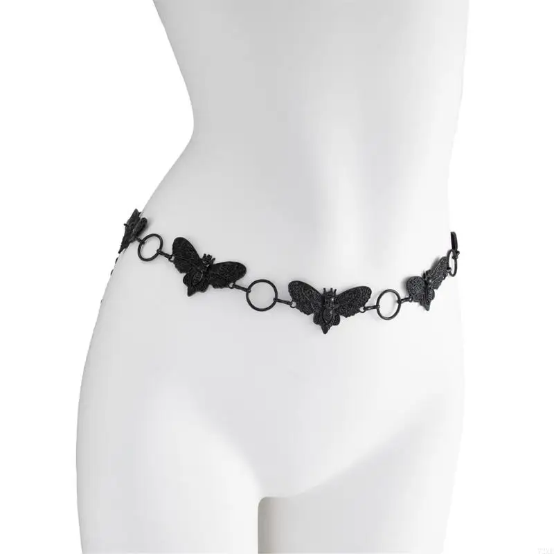 72XE 神秘的なダークメタルウエストチェーン蛾の詳細デザインパーティーフェスティバル着用