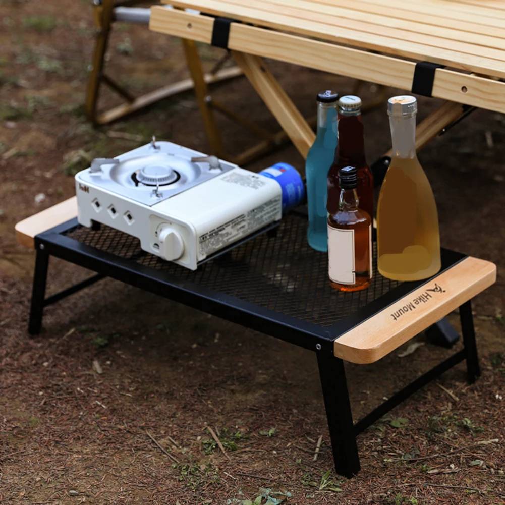 Camping Folding Table Iron Mesh Picnic Table Multifunction Outdoor Barbecue Table for Camping Picnic Beach Grill BBQ Table
