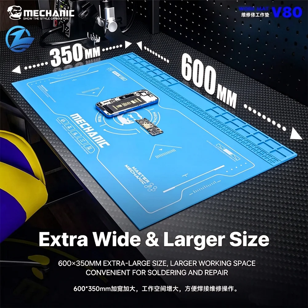 MECHANIC V80 Silicone Repair Work Mat Heat Resistant Soldering Pad with Component Storage Slots for Phone PCB Repair Tools