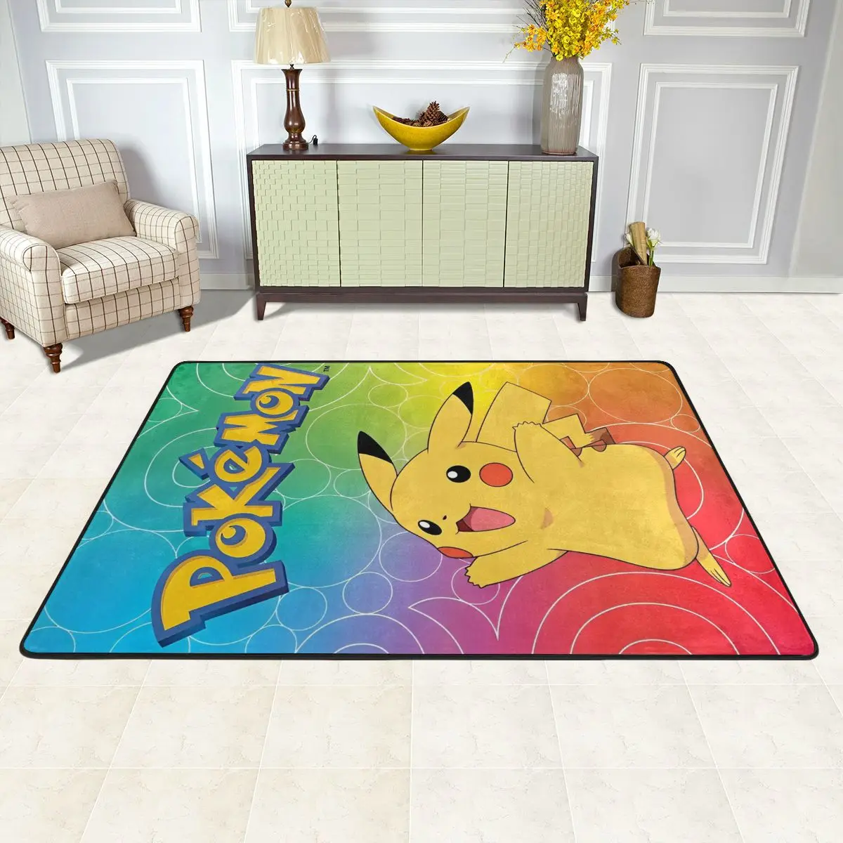 Pokemon Pikachu Carpet For Living Room Bedroom Home Decor Modern Velvet Soft Floor Carpets Anti Slip Custom DIY Rug