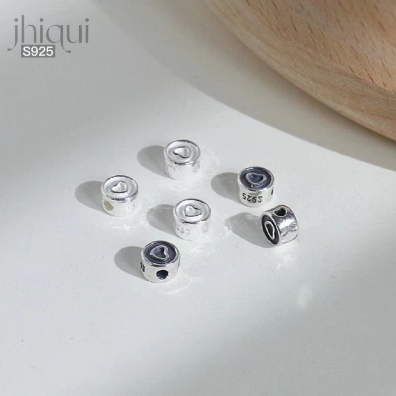 

2pcs 925 Sterling Silver Heart Spacer Charm Beads for DIY Bracelet Making Fine Jewelry Finding