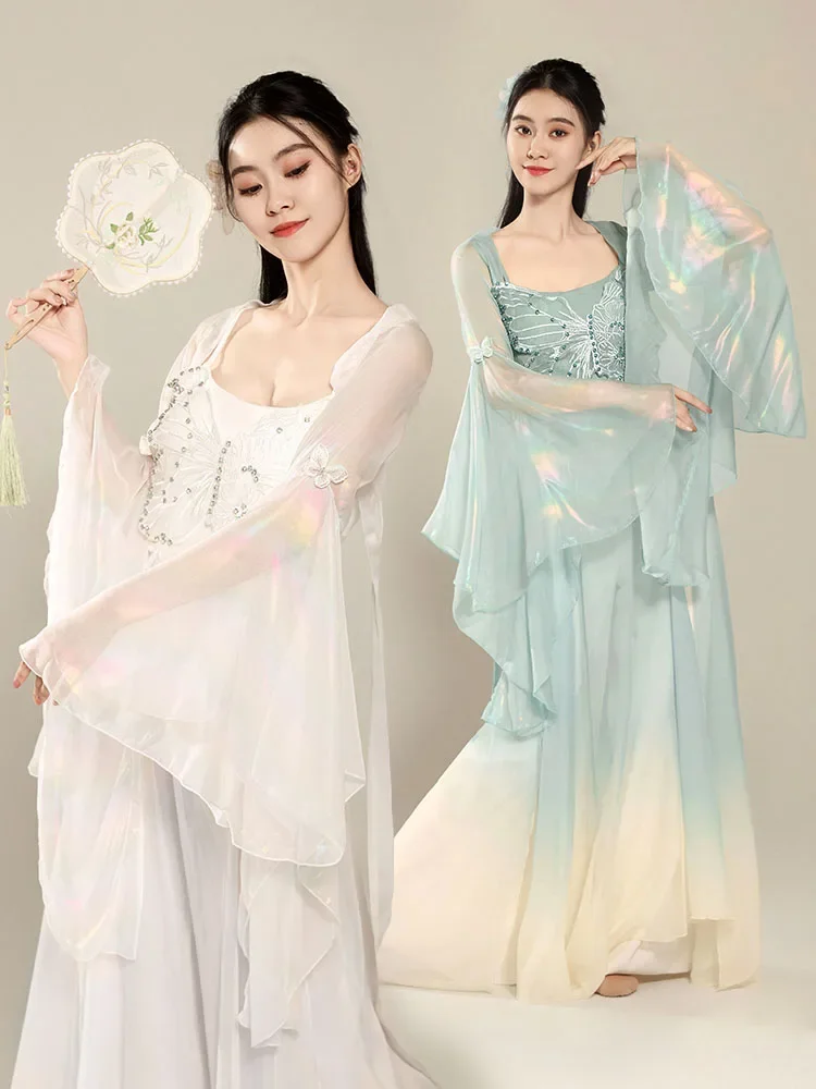 

Классический танцевальный костюм, газовая бабочка в китайском стиле, костюм для выступлений, тренировочный костюм