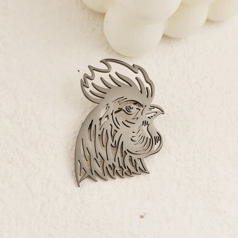 치킨 헤드 브로치 패션 슈트 옷깃 핀 의류 배낭 액세서리 친구를위한 선물로 가득 찬 예술적 조각 오라