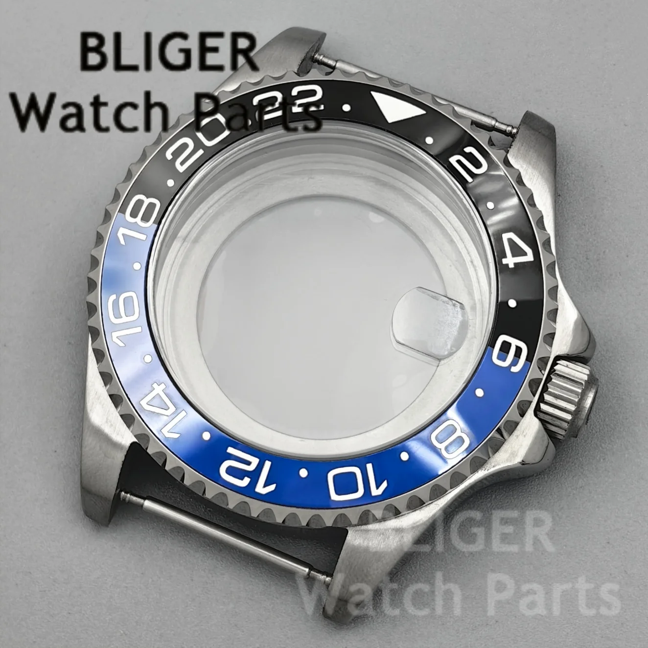BLIGER 43mm Stainless Steel Watch Case Black Blue GMT Bezel Waterproof For NH34 NH35 NH36 PT5000 Miyota8215 DG2813 3804 Movement
