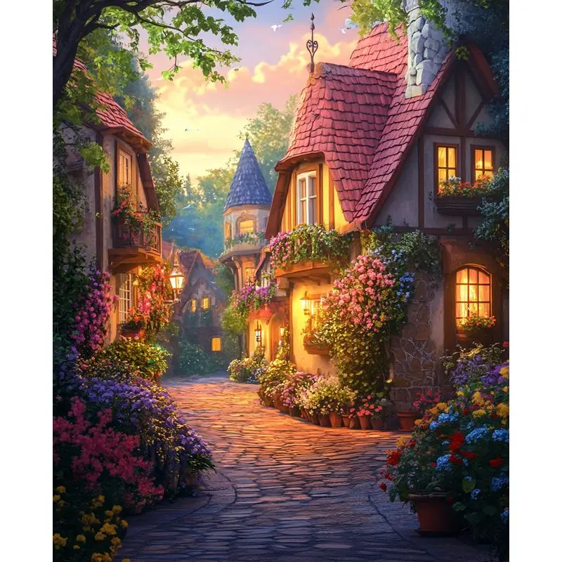 

PhotoCustom Picture Diy Painting By Numbers Luminous Hut Diy Crafts Coloring By Numbers For Adults Diy Landscape Gift